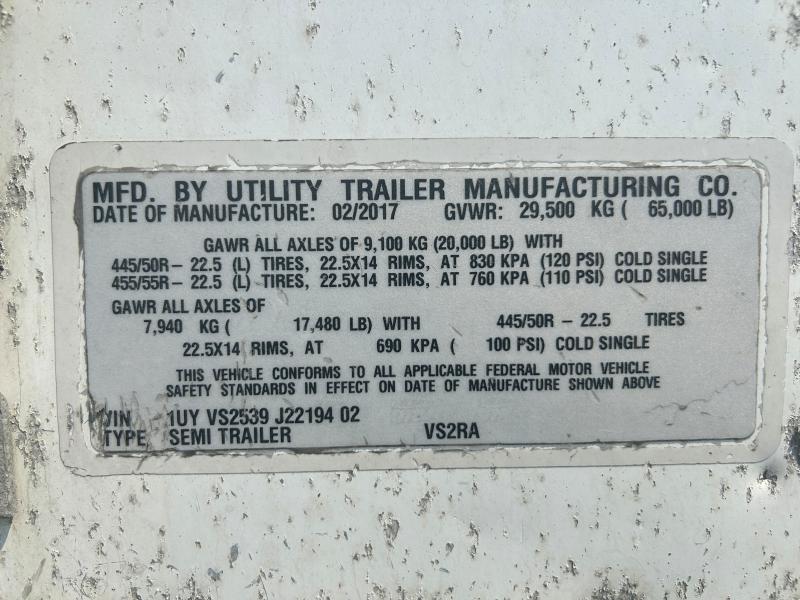 2025 Utility trailer manufacture Reefer trl VIN 1UYVS2307S2293802 COPART salvage auction — FRONT END, WA - VEH CERT OF OWNERSHIP-SALVAGE (P), sold $1,350 on 2026-07-31 (photo 8)
