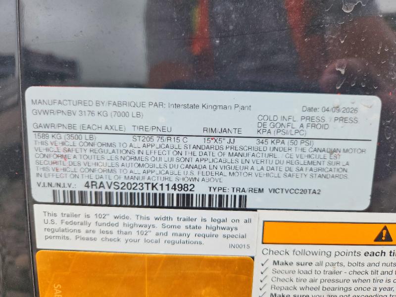 2026 Interstate Unknown VIN 4RAVS2023TK114982 COPART salvage auction — NORMAL WEAR, TN - CERTIFICATE OF TITLE (P), sold $1,950 on 2026-07-31 (photo 8)