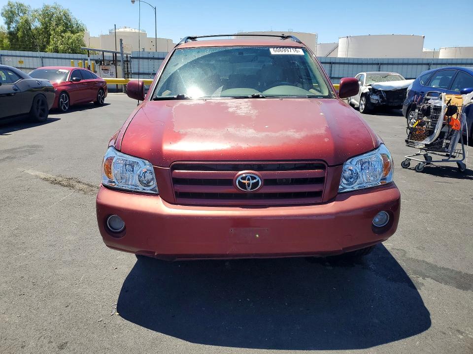 2007 Toyota Highlander VIN JTEEP21A270224526 COPART salvage auction — FRONT END, Ca - Salvage Certificate, sold $950 on 2026-07-20 (photo 5)