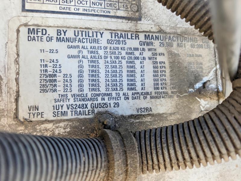 2016 Utility trailer manufacture Trailer VIN 1UYVS248XGU525129 COPART salvage auction — FRONT END, DV, sold $1,000 on 2026-07-14 (photo 8)