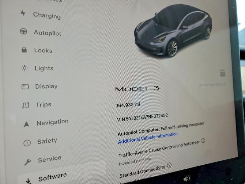 2022 Tesla Model 3 VIN 5YJ3E1EA7NF372482 COPART salvage auction — REAR END, Ut - Certificate Of Title, sold $200 on 2026-07-22 (photo 9)