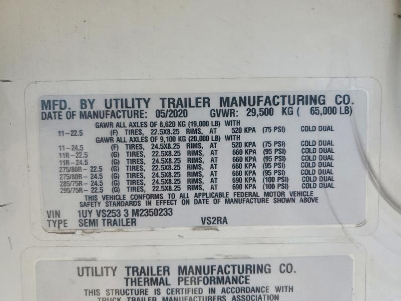2021 Utility All models VIN 1UYVS2533M2350233 COPART salvage auction — SIDE, ST, sold $10,400 on 2026-07-16 (photo 9)