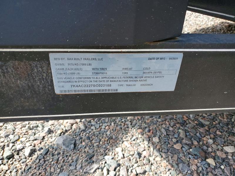 2025 Maxbuilt Unknown VIN 7K4AC2227SC022188 COPART salvage auction — REAR END, SB, sold $250 on 2026-07-30 (photo 8)