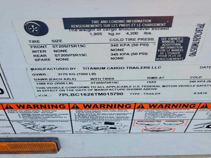 2026 Titanium cargo Unknown VIN 7PLBC1626TM015790 COPART salvage auction — MINOR DENT/SCRATCHES, TN - CERTIFICATE OF TITLE (P), sold $3,350 on 2026-08-21 (photo 8)