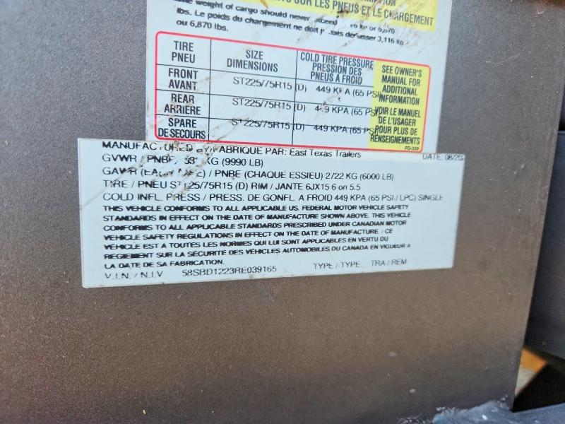 2024 East texas Unknown VIN 58SBD1223RE039165 COPART salvage auction — NORMAL WEAR, TN - CERTIFICATE OF TITLE (P), sold $2,250 on 2026-07-28 (photo 8)