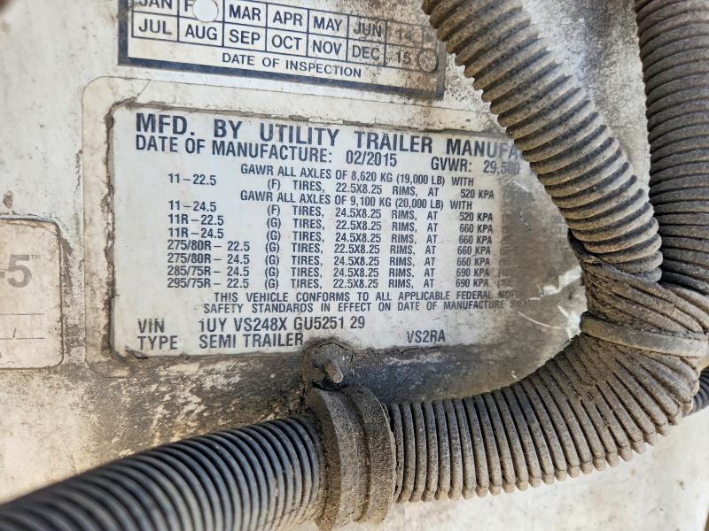 2016 Utility trailer manufacture Trailer VIN 1UYVS248XGU525129 COPART salvage auction — FRONT END, DV, sold $1,000 on 2026-07-14 (photo 9)