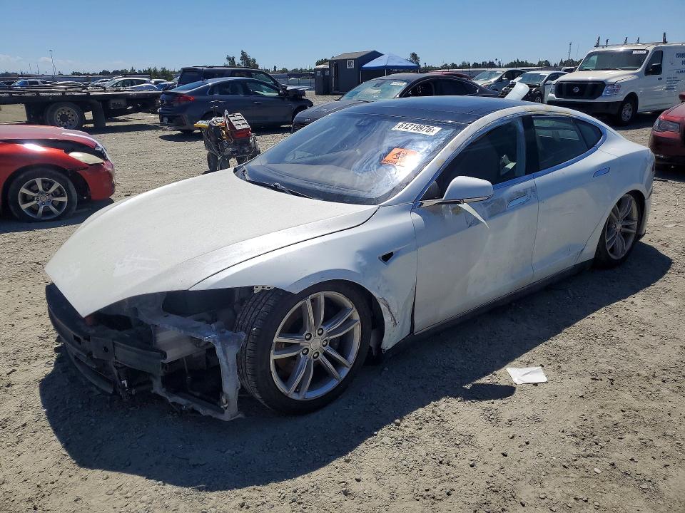 2014 Tesla Model s VIN 5YJSA1H11EFP57345 COPART salvage auction — FRONT END, Ca - Salvage Certificate, sold $1,200 on 2026-08-04 (photo 1)