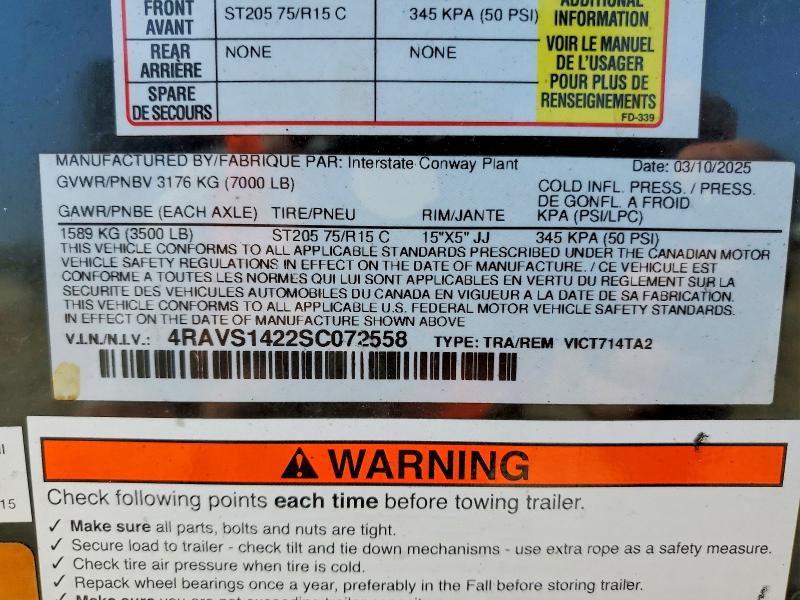 2025 Interstate Unknown VIN 4RAVS1422SC072558 COPART salvage auction — FRONT END, CT, sold $5,000 on 2026-08-24 (photo 8)