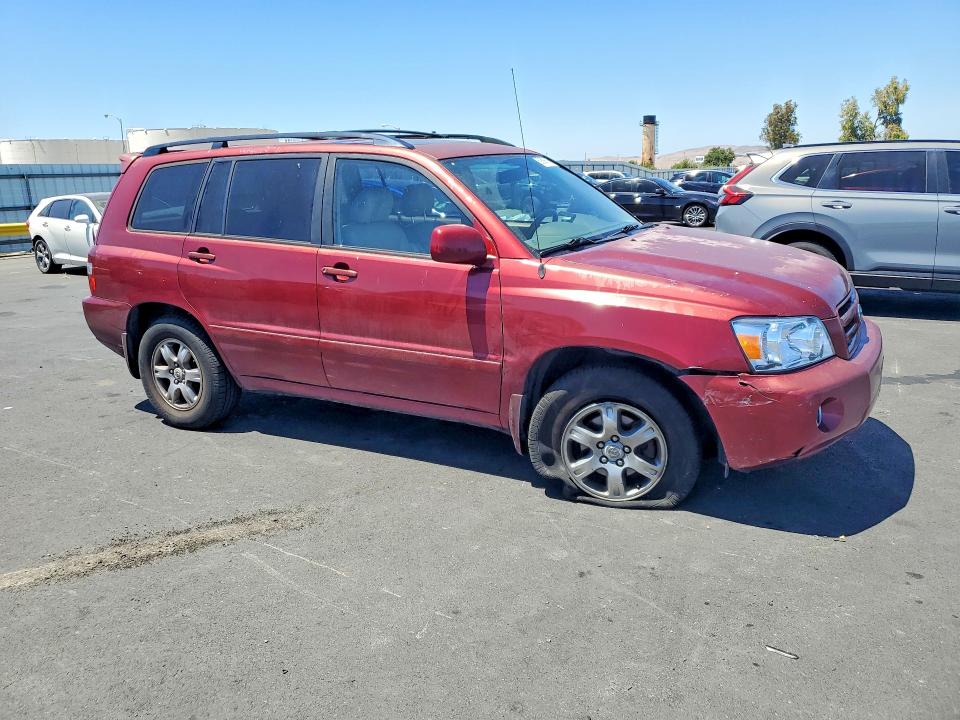 2007 Toyota Highlander VIN JTEEP21A270224526 COPART salvage auction — FRONT END, Ca - Salvage Certificate, sold $950 on 2026-07-20 (photo 4)