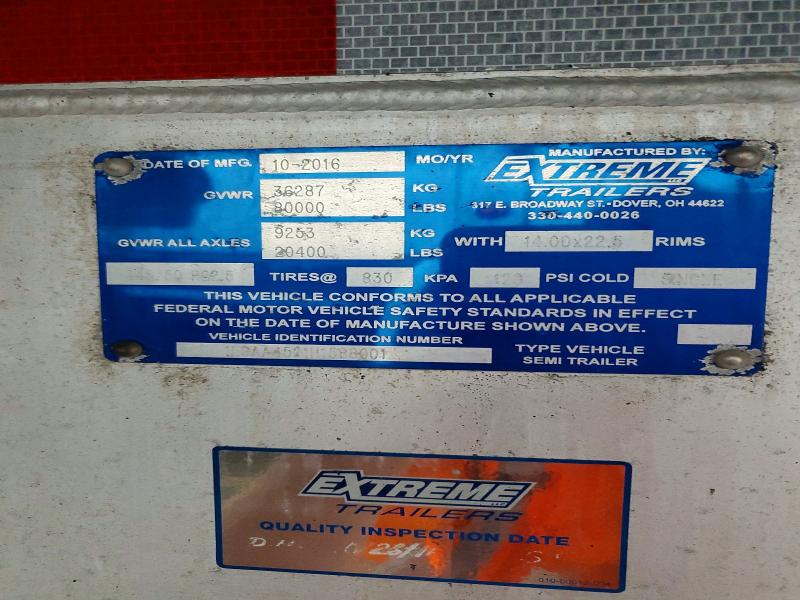 2017 Extreme Travel trl VIN 1E9AA4521H1588001 COPART salvage auction — NORMAL WEAR, IN - CERTIFICATE OF TITLE, sold $1,600 on 2026-07-28 (photo 8)