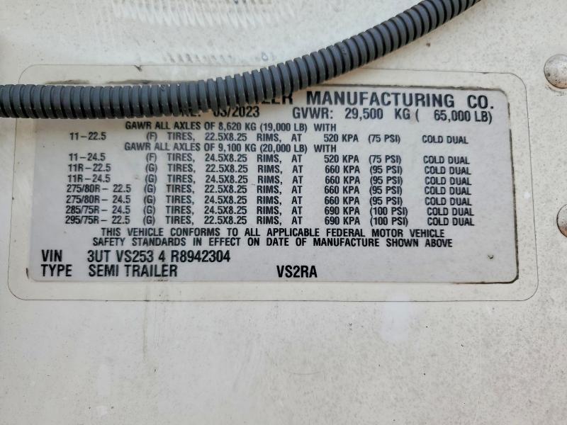 2024 Utility All models VIN 3UTVS2534R8942304 COPART salvage auction — SIDE, OK - CERT OF TITLE-SALVAGE, sold $26,750 on 2026-07-23 (photo 8)