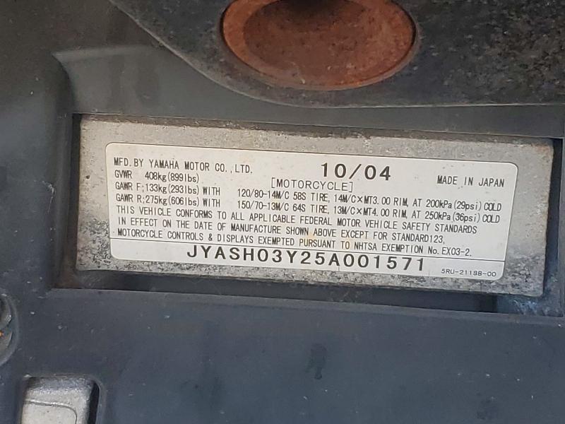2005 Yamaha Yp400 VIN JYASH03Y25A001571 COPART salvage auction — MECHANICAL, DV, sold $15 on 2026-08-03 (photo 9)