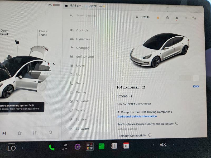 2023 Tesla Model 3 VIN 5YJ3E1EAXPF559220 COPART salvage auction — MINOR DENT/SCRATCHES, VA - CERTIFICATE OF TITLE (P), sold $13,300 on 2026-07-27 (photo 9)
