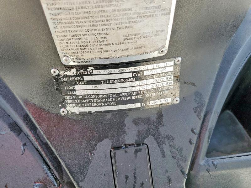 2020 Zhng Uk VIN L5YTCKAYXL1114244 COPART salvage auction — NORMAL WEAR, FL - CERTIFICATE OF TITLE, sold $25 on 2026-07-30 (photo 9)