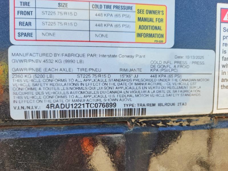 2026 Interstate Unknown VIN 4RADU1221TC076899 COPART salvage auction — NORMAL WEAR, TN - CERTIFICATE OF TITLE (P), sold $2,050 on 2026-07-29 (photo 9)