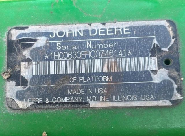 2012 John deere All models VIN 1H00630FH00746141 COPART salvage auction — FRONT END, IL - BILL OF SALE, sold $7,500 on 2026-07-31 (photo 1)
