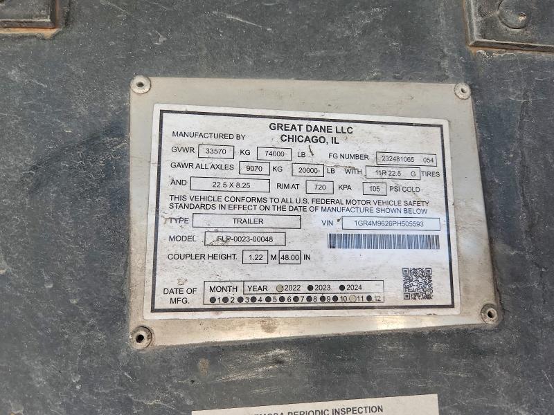 2023 Great dane Unknown VIN 1GR4M9626PH505593 COPART salvage auction — REAR END, AZ - CERT OF TITLE - SALVAGE, sold $3,050 on 2026-09-24 (photo 8)