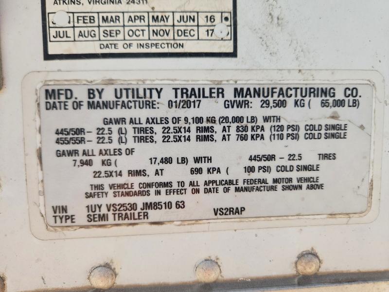 2018 Utility All models VIN 1UYVS2530JM851063 COPART salvage auction — NORMAL WEAR, ST, sold $11,800 on 2026-08-20 (photo 9)