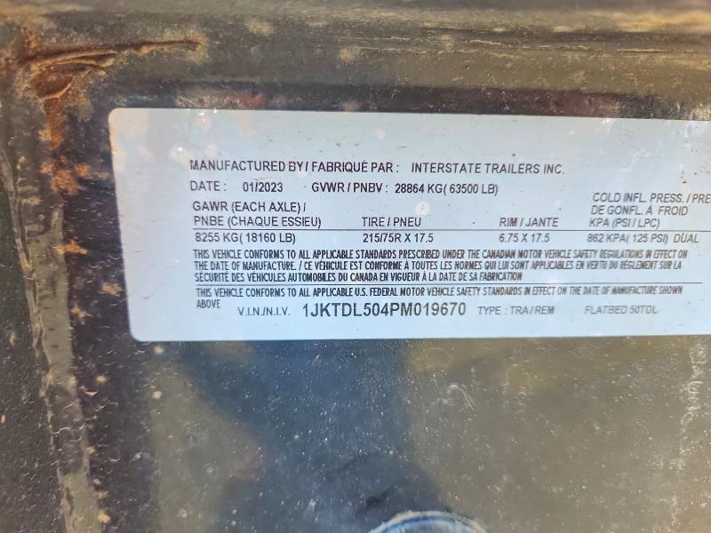 2023 Interstate Trailer VIN 1JKTDL504PM019670 COPART salvage auction — NORMAL WEAR, CT, sold $25,750 on 2026-09-08 (photo 9)