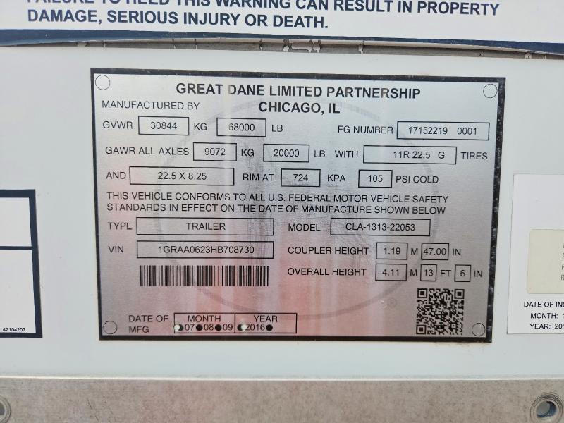 2017 Great dane Semitrlr VIN 1GRAA0623HB708730 COPART salvage auction — REAR END, AZ - CERT OF TITLE - SALVAGE, sold $1 on 2026-09-22 (photo 8)