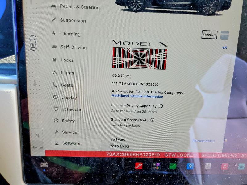 2022 Tesla Model x VIN 7SAXCBE68NF329510 COPART salvage auction — REAR END, Ca - Salvage Certificate, sold $26,750 on 2026-10-09 (photo 9)