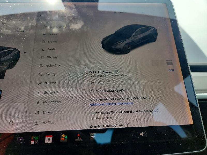2019 Tesla Model 3 VIN 5YJ3E1EA6KF482516 COPART salvage auction — MINOR DENT/SCRATCHES, MD - CERTIFICATE OF TITLE, sold $7,100 on 2026-09-01 (photo 9)