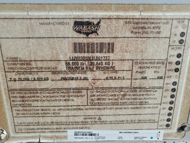 2018 Wabash dry van Trailer VIN 1JJV532DXJL001737 COPART salvage auction — REAR END, CT, sold $3,925 on 2026-08-31 (photo 8)