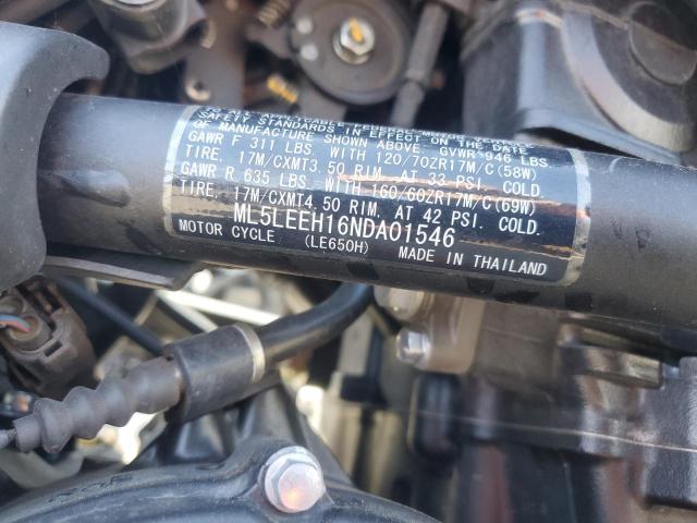 2022 Kawasaki Versys 650 VIN ML5LEEH16NDA01546 COPART salvage auction — ALL OVER, Ca - Salvage Certificate, sold $150 on 2026-07-02 (photo 9)